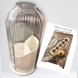 NEW Clear Dust Proof Rotating Makeup Brush, Organizer Clear Black, White Base